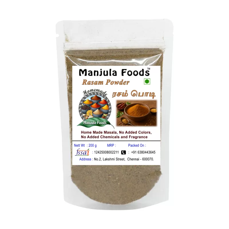 Manjula Foods Homemade Rasam Powder | Authentic South Indian Spice Mix for Rasam (200 g)