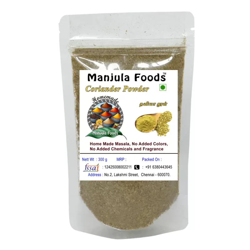 Manjula Foods Farm Fresh Coriander Powder | 100% Natural Dhaniya Powder | Authentic Taste (300 g)