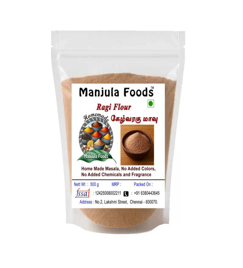 Manjula Foods Premium Ragi Flour | 100% Natural | High Fiber & Calcium | Pure & Healthy Choice (500 g)